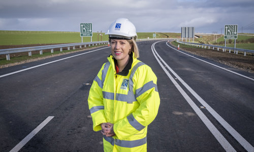 Transport Minister Jenny Gilruth on site at the new A77 Maybole Bypass