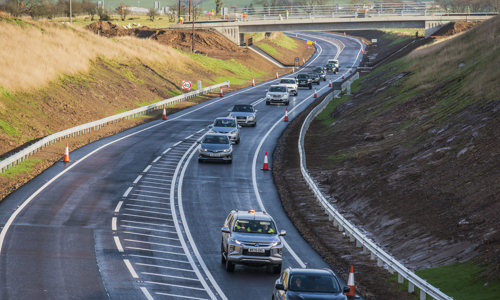 Vehicles travelling on the new A77 Maybole Bypass