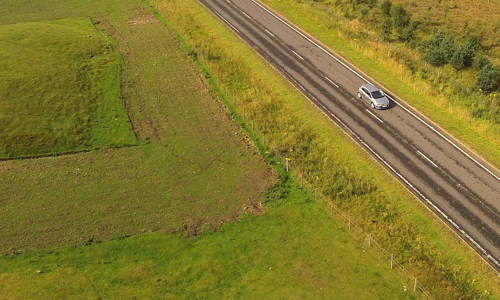 Car travelling on road