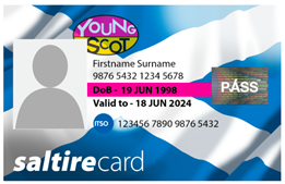 A Young Scot branded Saltire NEC card
