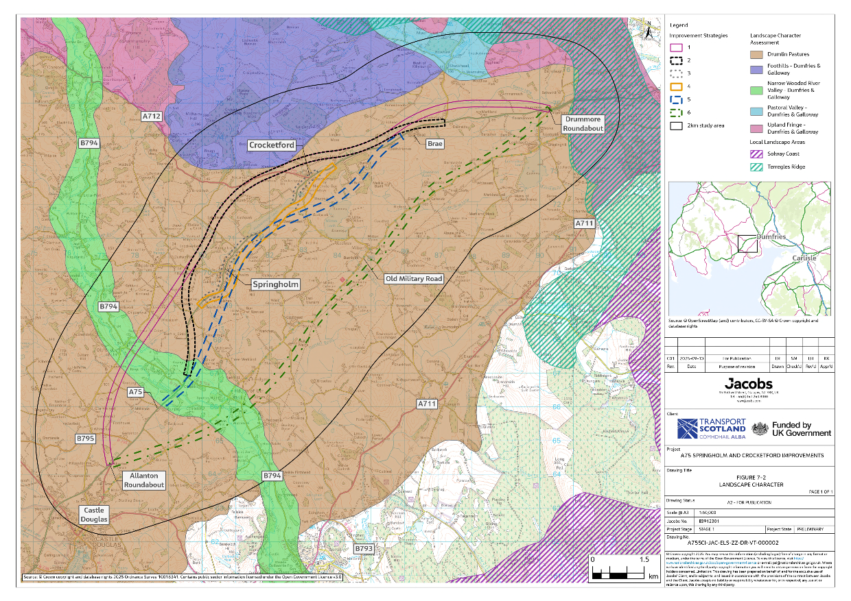A figure showing Landscape Character Types and Local Landscape Areas located within the 2km study area.