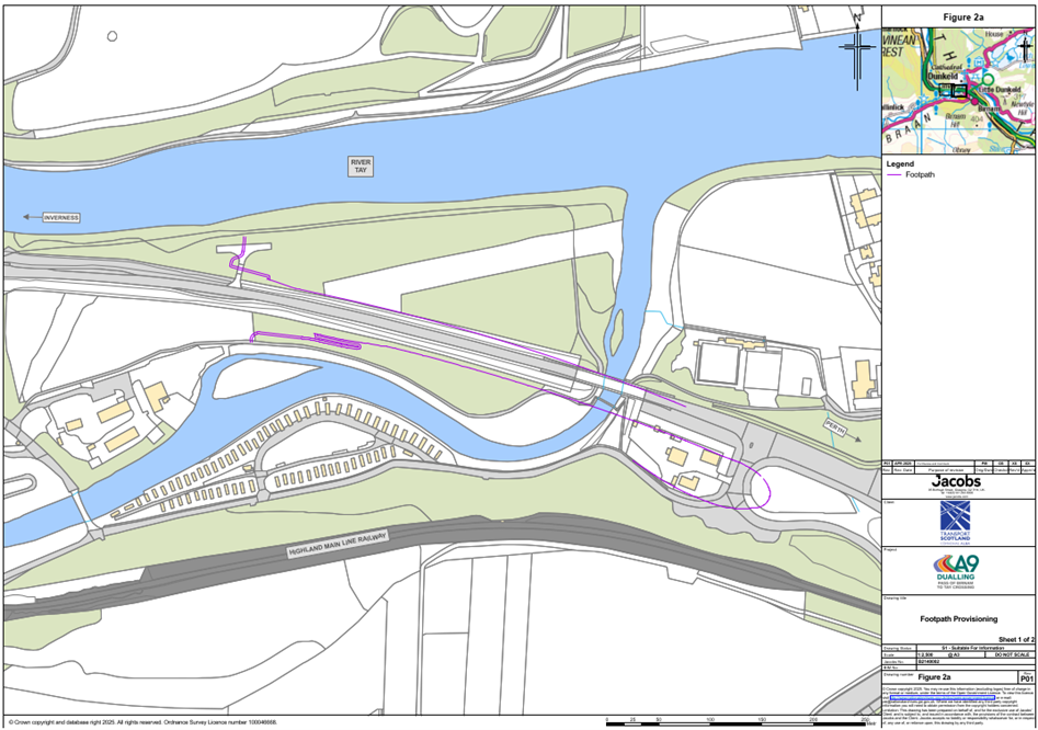Figure 8-2: Proposed footpaths crossing the River Braan as part of the new main carriageway alignment, as described in the text above
